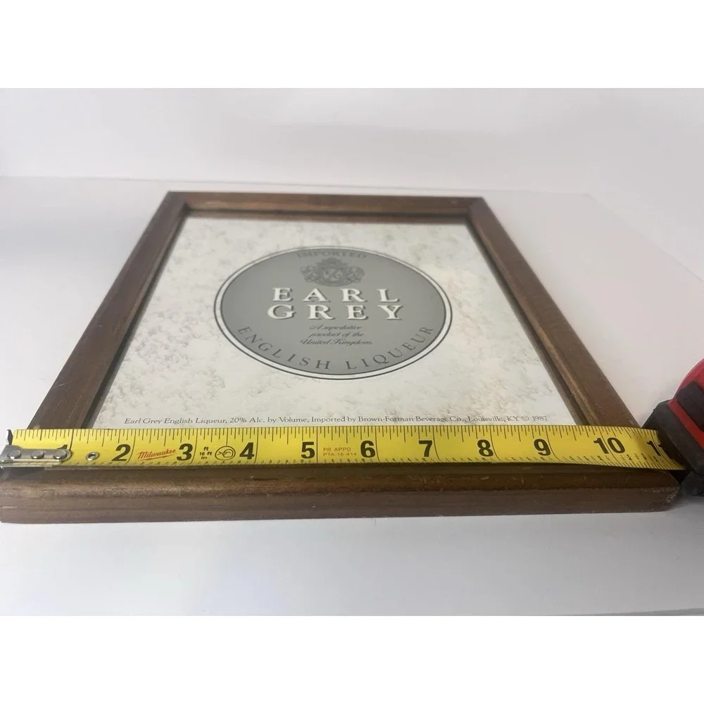 Vinatge EARL GREY English Liqueur Bar Mirror 1987 13x11‎